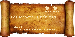 Matyasovszky Mária névjegykártya